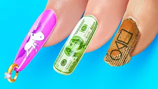 SHORT vs LONG vs GIGA LONG NAILS || Girly Problems & Beauty Struggles! Rich vs Poor Nails by 123 GO!