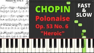 Polonaise Op. 53 No. 6 Heroic I CHOPIN I Easy Piano Sheet Music for Beginner I Video Tutorial SLOW