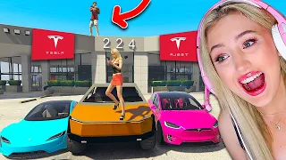 Stealing EVERY TESLA From Caylus DEALERSHIP In GTA 5 Roleplay..