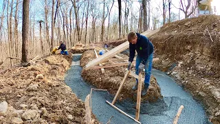 Pouring Footers for Steamboat Themed Custom Cabin