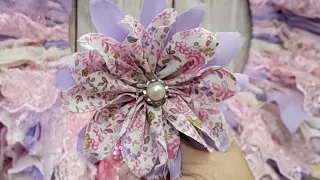 Cotton Fabric Flower Tutorial, Shabby Chic Cottage How To Flat Flower for Junk Journal.