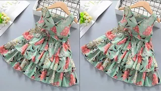 3 layered baby frock cutting and stitching/4-5 year old girl dress design