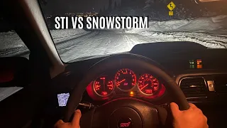STI VS SNOWSTORM - Night Drive (POV)