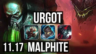 URGOT vs MALPHITE (TOP) | Quadra, 700+ games, 10/2/5, Legendary, 1.0M mastery | NA Master | v11.17