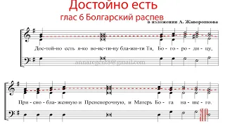 Достойно есть, глас 6, Болгарский распев, в изл. Жаворонкова - Альтовая партия