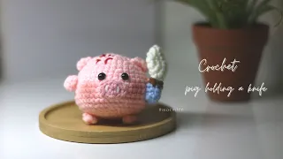 [Eng sub] Crochet a pig holding a knife | Cách móc heo cầm dao chi tiết nhất | Moc Mien Crochet