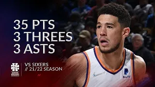 Devin Booker 35 pts 3 threes 3 asts vs Sixers 21/22 season