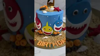 Baby Shark Theme Cake #shorts #cake #cakedesign #design #chocolatecake