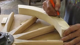Making a wooden hand cart wheel, wheelwright.