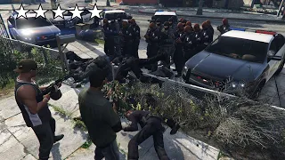 GTA 5 Franklin & Lamar's FIVE STAR Cop Battle in FRANKLIN'S OLD HOUSE (RAMPAGE at Forum Drive)