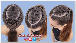 Lindo Penteado com Tranças e um Rabo de Cavalo | Beautiful Ponytail Hairstyle with Braids for Girls😍