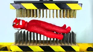 STRETCH VAC-MAN BETWEEN NAIL BEDS (HYDRAULIC PRESS EXPERIMENT)