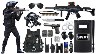 Special Police Weapons Toy set Unboxing-M416 guns, MP5 guns, Gas mask, Glock pistol, Dagger