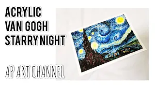 Van Gogh's Starry Night Tutorial | Acrylic | Easy for beginners | Timelapse