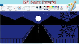 How to draw Attractive Bridge in MS Paint || MS Paint tutorial ||