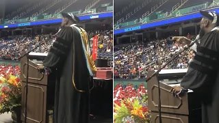 Principal shocks graduation crowd by singing "I Will Always Love You"