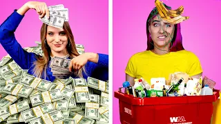 RICH GIRL vs POOR GIRL! 11 Funny DIY Ideas || Awkward Moments & Funny Situations by Crafty Panda