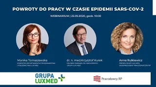 Webinarium "Powroty do pracy w czasie epidemii SARS-CoV-2"