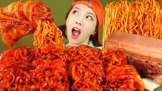 [Mukbang ASMR] Kimchi Wrapped Nuclear Fire Noodles Challenge Eatingshow Ssoyoung