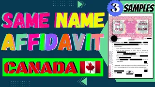 SAME NAME AFFIDAVIT for CANADA Study Visa | Affidavit for NAME CORRECTION (2024)