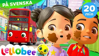 Hjulen på bussen - Lellobee City Farm | Låtar och videor för barn | Moonbug Kids Svenska