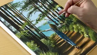 How to Draw a Girl in the Forest / Acrylic Painting Tutorial