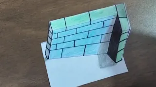 3D drawing wall on paper step by step in details