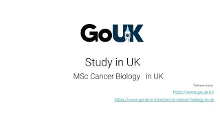 MSc Cancer Biology in UK