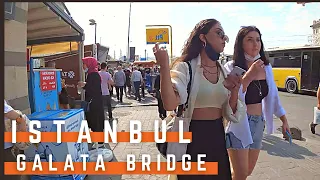 Istanbul City Turkey 2021 | Galata Bridge Walking Tour | 4k UHD 60FPS | 18 September 2021 |Sunny Day