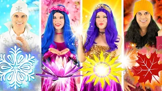 MAL Gets FOUR SEASONS MAGIC POWERS | DESCENDANTS MAL and EVIE, JAY and CARLOS | BFF Besties