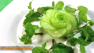 Art In Cucumber Flower Carving & Cutting Garnish - How To Make Cucumber Rose