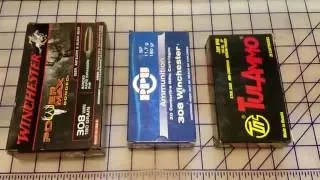 .308 win 180 gr Win Powermax Bonded vs 180 gr PPU SP vs 165 gr Tulammo SP Gel Test