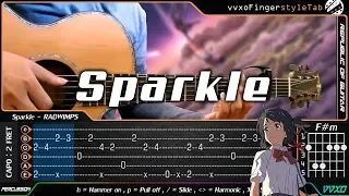 Kimi no Na wa (Your name) - Sparkle - RADWIMPS - Fingerstyle Guitar Cover | TAB Tutorial