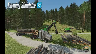 FS22🌲KENWORTH T800🌲Logging🌲New Map🌲Loading logs in the mountain range of the forest🌲