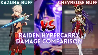 C0 Kazuha vs C0 Chevreuse Buff! Raiden Hypercarry Damage Comparison! Genshin Impact 4.3