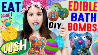 DIY Edible Bath Bombs | EAT Lush Galaxy Bathbombs | Rainbow Drink Bombs | Gummy Bear Bubble Bar!