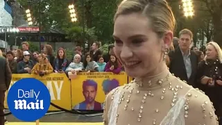 Lily James attends the premiere for Yesterday in quirky lace dress