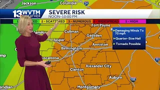 Strong to severe storms are forecast this afternoon and tonight