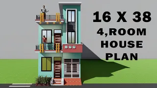 काम से काम खर्च में मकान कैसे बनाये 3D 16x38 homes plan 16 by 38 ghar ka 3D naksha 16*38 house plan