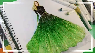 Fashion Illustration Painting for Beginners (Easy version) - Ombre Dress