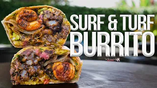 The Best Surf and Turf Burrito (Steak & Shrimp) | SAM THE COOKING GUY 4K