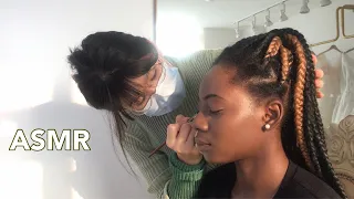 ASMR CHINESE MAKEUP ARTIST DOES MY MAKEUP | BEST REVIEWED MUA | BLACK GIRL GETS MAKEUP DONE IN CHINA