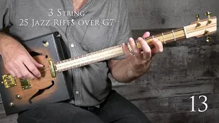 25 Jazz/Blues Riffs over G7 - Book One - 3 String - Jazz & Blues Unlimited