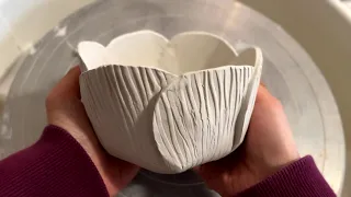 Handbuilding an Origami style Flower Bowl: Textured Clay Tutorial