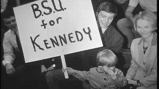 Crowd gathering for Robert F. Kennedy speech at Ball State University, 1968-04-04