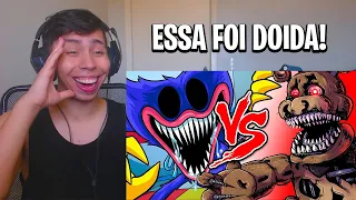 REACT Nightmare Huggy (Poppy Playtime 3) Vs Nightmare Freddy (FNAF 4) - Batalha de rap