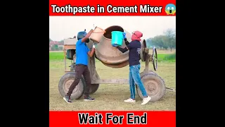 Toothpaste in Cement Mixer 😱 @MRINDIANHACKER @CrazyXYZ @CreativeScienceOfficial #shorts