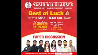 MBA Entrance 2023-24 | Paper Discussion | Answer Key |  AMU ENTRANCE | Yasir Ali Classes |