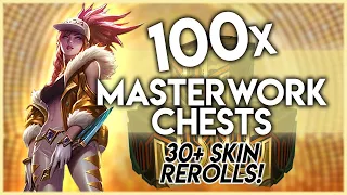 Opening 100x Masterwork Chests + OVER 30 SKIN REROLLS! [League of Legends]