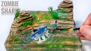 How To Make a Zombie Shark in a Lake Diorama / Polymer Clay / Epoxy Resin